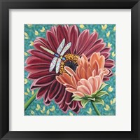 Framed Dragonfly on Blooms II