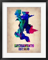 Framed Sacramento Watercolor Map