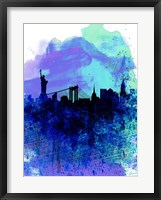 Framed New York  Watercolor Skyline 2