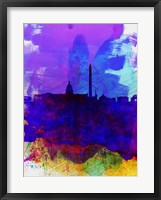 Framed Washington DC Watercolor Skyline 2