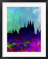 Framed Prague Watercolor Skyline