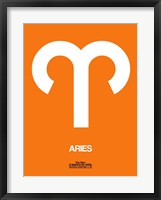Framed Aries Zodiac Sign White on Orange