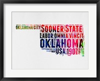 Framed Oklahoma Watercolor Word Cloud