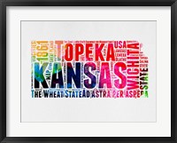 Framed Kansas Watercolor Word Cloud