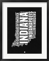 Framed Indiana Black and White Map