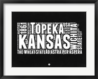 Framed Kansas Black and White Map