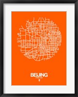 Framed Beijing Street Map Orange