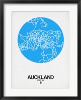 Framed Auckland Street Map Blue