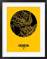 Framed Geneva Street Map Yellow