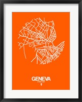 Framed Geneva Street Map Orange