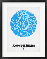 Framed Johannesburg Street Map Blue