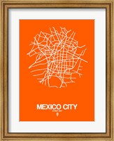 Framed Mexico City Street Map Orange