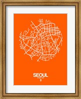 Framed Seoul Street Map Orange
