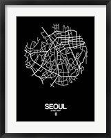 Framed Seoul Street Map Black