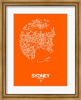 Framed Sydney Street Map Orange
