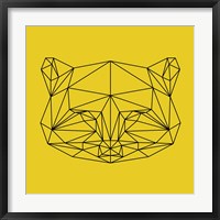 Framed Yellow Raccoon Polygon