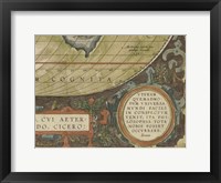 Antique World Map Grid IX Framed Print
