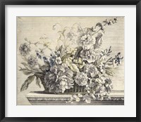Vintage Basket of Flowers II Framed Print
