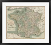 Vintage Map of France Framed Print