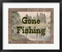 Framed Gone Fishing Lake Sign