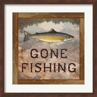 Framed Gone Fishing Salmon Sign