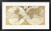 Gilded World Hemispheres I Framed Print