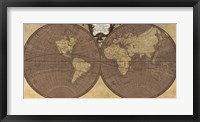 Gilded World Hemispheres II Framed Print