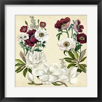 Magnolia & Poppy Wreath I Framed Print