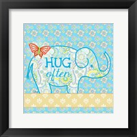 Blue Elephant I - Hug Often Framed Print