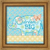 Framed 'Blue Elephant I - Dream Big' border=