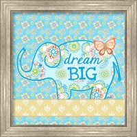 Framed 'Blue Elephant I - Dream Big' border=