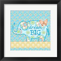 Framed 'Blue Elephant I - Dream Big' border=