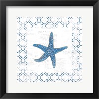 Framed Navy Starfish on Newsprint