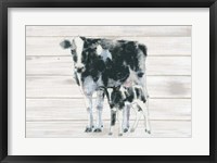 Framed Cow and Calf on Wood