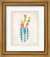 Framed 'Collage Cactus I on Graph Paper' border=