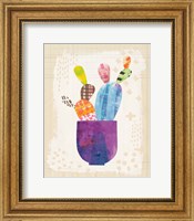 Framed 'Collage Cactus III on Graph Paper' border=