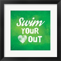 Framed Swim Your Heart Out - Green Vintage