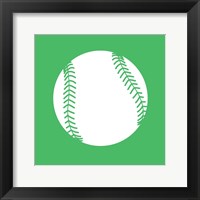 Framed White Softball on Green