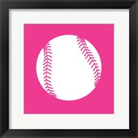 Framed White Softball on Pink