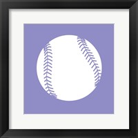 Framed White Softball on Purple