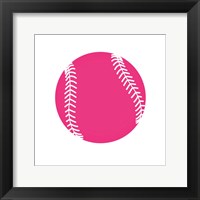 Framed Pink Softball on White