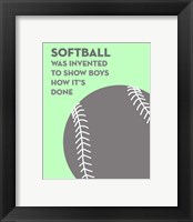 Framed Softball Quote - Grey On Mint 2