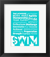 Framed Swimming Word Cloud - White