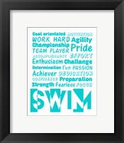 Framed Swimming Word Cloud - Teal