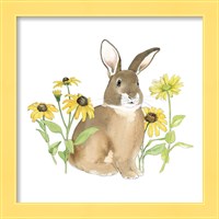 Framed 'Wildflower Bunnies III Sq' border=