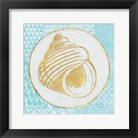 Summer Shells III Teal and Gold Framed Print