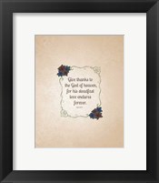 Framed Psalm 136:26, Give Thanks (Rose Border) 2