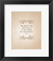 Framed Psalm 136:26, Give Thanks (Beige)