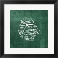 Framed Psalm 136:26, Give Thanks (Green)