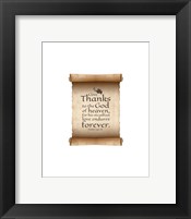 Framed Psalm 136:26, Give Thanks (Scroll on White Border)